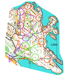 Banläggning_slingor_Lillön.Bana 1.Bana 2.Bana 3